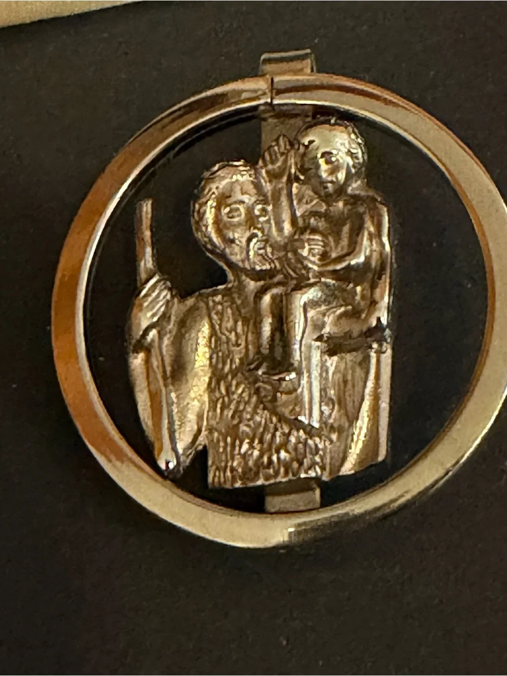 Vintage Silver Rhodium Saint Christopher Money Clip / Visor Religious Silver